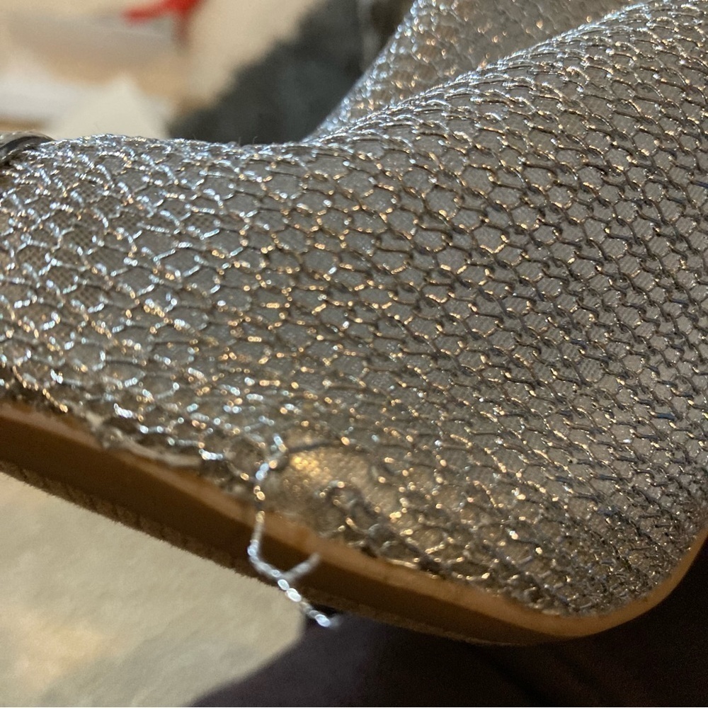 Ladies Silver Mesh High Heel Bootie - Picture 2 of 7